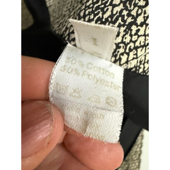 Textured Vest Button Front Sleeveless Snake Animal Print Women's Beige Black 1 - Picture 6 of 8